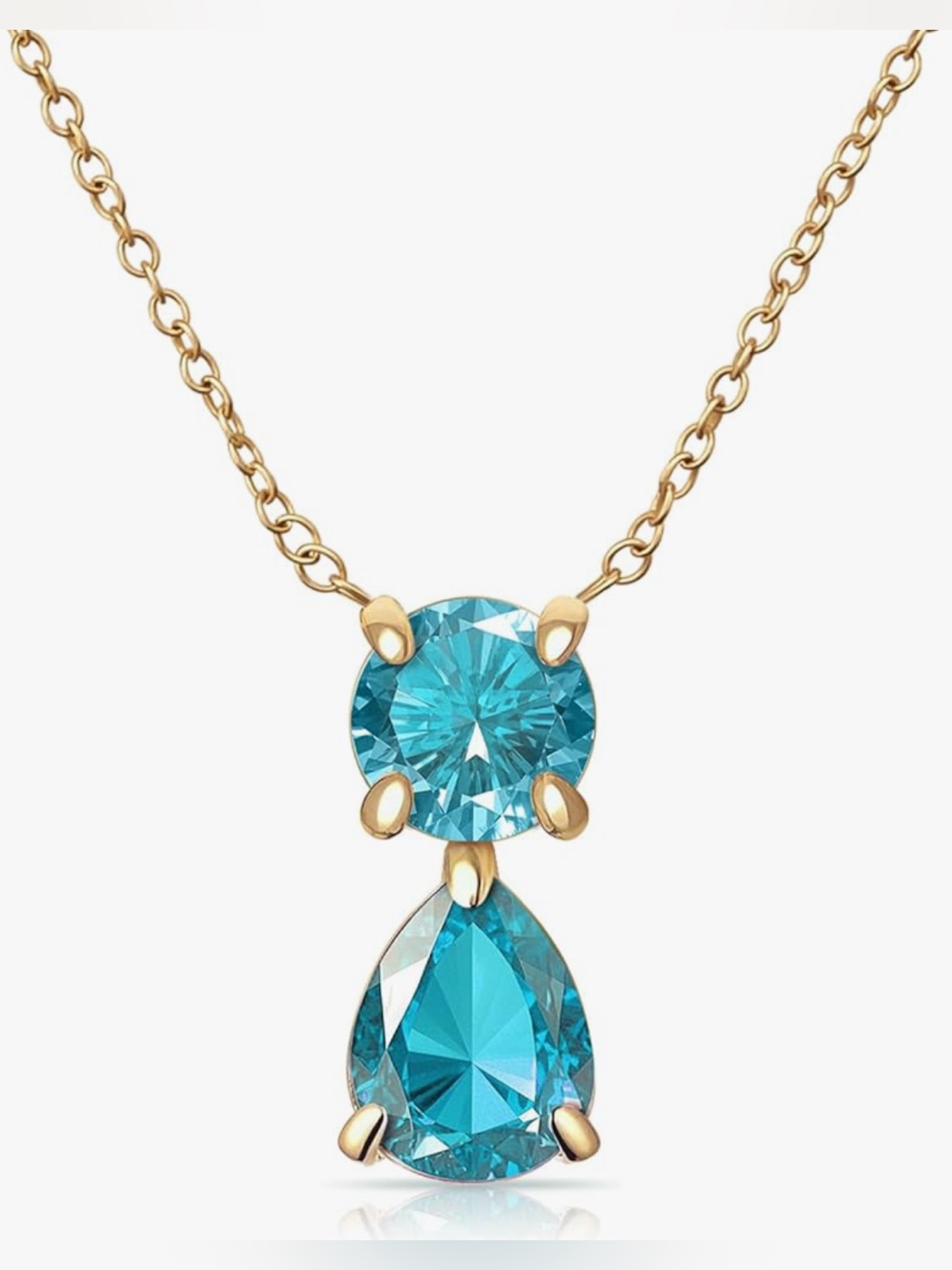 Gorgeous Neiman Marcus 18kt Gold Vermeil 2 Stone Aquamarine Necklace